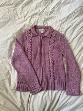 Cabela’s Cable Zip-Front Sweater - Mauve Pink